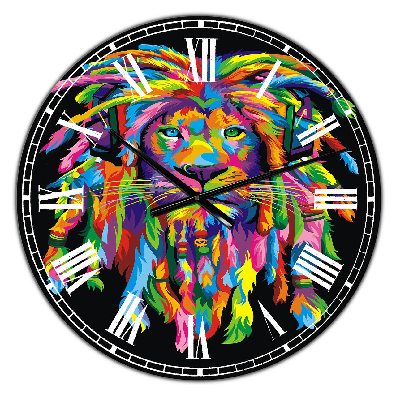 Designart Lion Rasta Oversized Modern Wall Clock